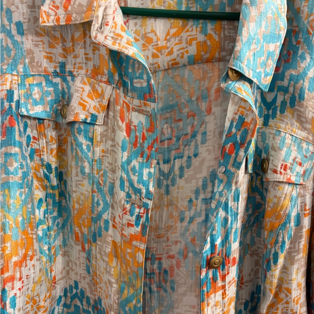 Ruby Rd. Turquoise And Orange Patterned Jacket - image 2